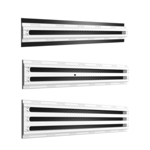 Gipsinis priglaistomas plyšinis vėdinimo difuzorius Airmann Line, 60 cm, su AUKŠTĮ TAUPANČIA pajungimo dėže