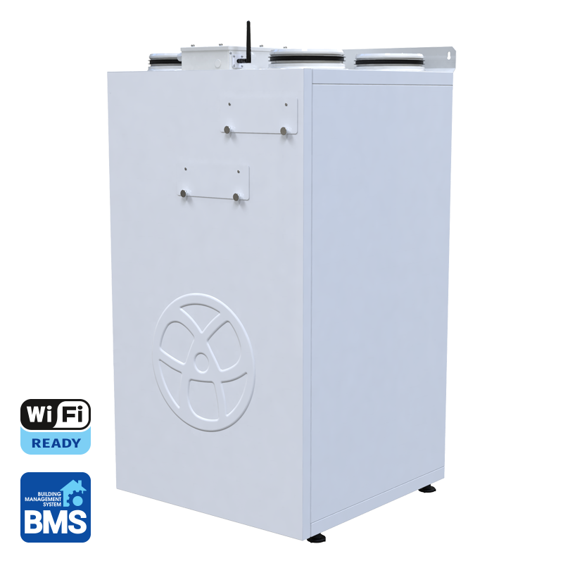 Plokštelinis ENTALPINIS rekuperatorius BLAUBERG Komfort EC SBE250E su WIFI valdymu ir šildymo tenu