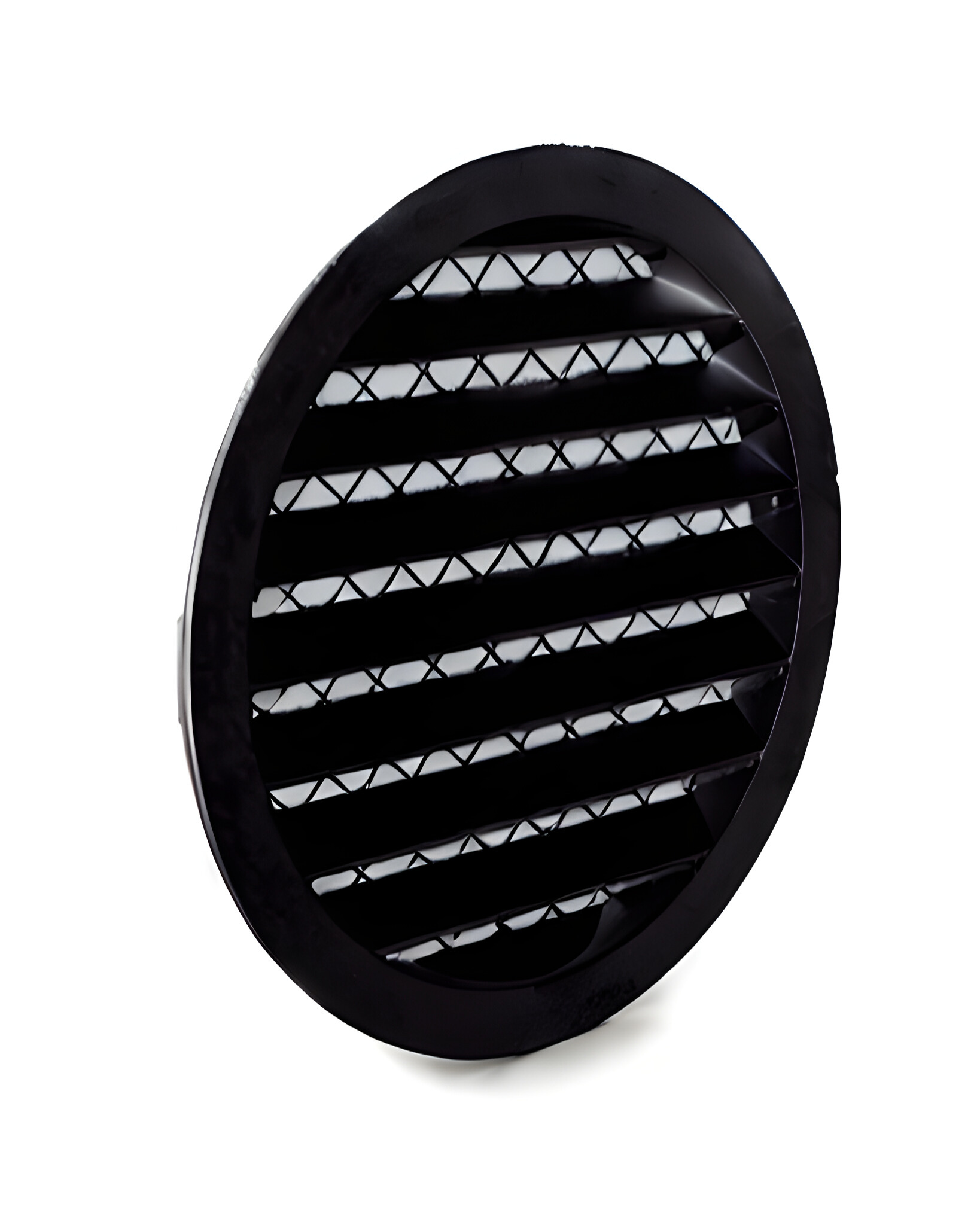 Apvalios lauko ventiliacijos grotelės su tinkleliu, juodos (RAL9005)