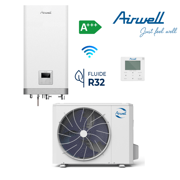 AIRWELL Wellea Split 6.20-6.55 kW šilumos siurblys oras-vanduo su hydro moduliu, AW-WHPSA0406-N91+AW-YHPSA06-H91 - Image 2