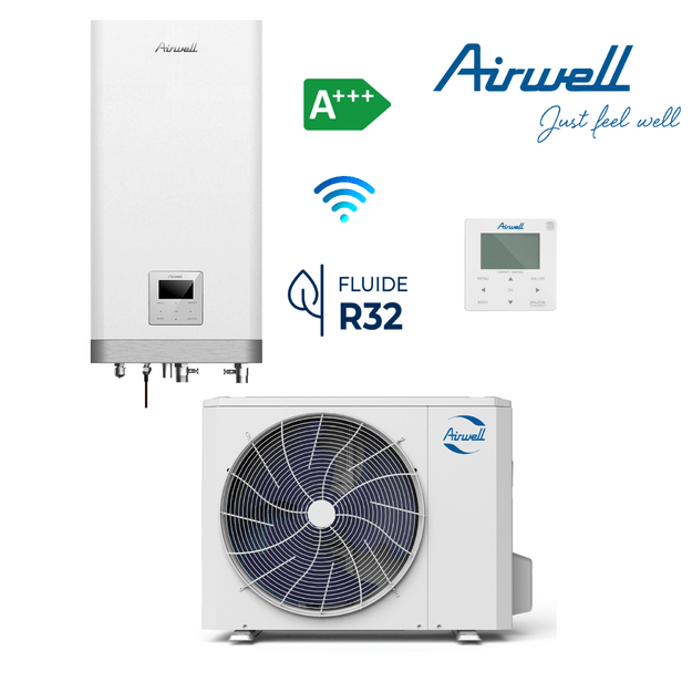AIRWELL Wellea Split 10.00-10.00 kW šilumos siurblys oras-vanduo su hydro moduliu, AW-WHPSA0810-N91+AW-YHPSA10-H91 - Image 2