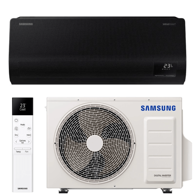 SAMSUNG SIENINIS BEVĖJIS Windfree™ Avant Black S2, 2.5/3.2 kW oro kondicionieriaus komplektas