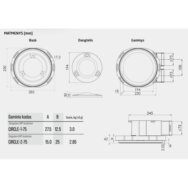 Gipsinis priglaistomas vėdinimo difuzorius Airmann Circle su integruota pajungimo dėžute - Image 8