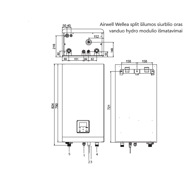 AIRWELL Wellea Split 8.30-8.40 kW šilumos siurblys oras-vanduo su hydro moduliu, AW-WHPSA0810-N91+AW-YHPSA08-H91 - Image 9