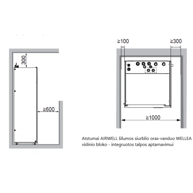 AIRWELL Wellea 8.30-8.40 kW šilumos siurblys oras-vanduo su 190l integruotu boileriu, ODMA-100T-09M22-19+AW-YHPSA08-H91 - Image 8