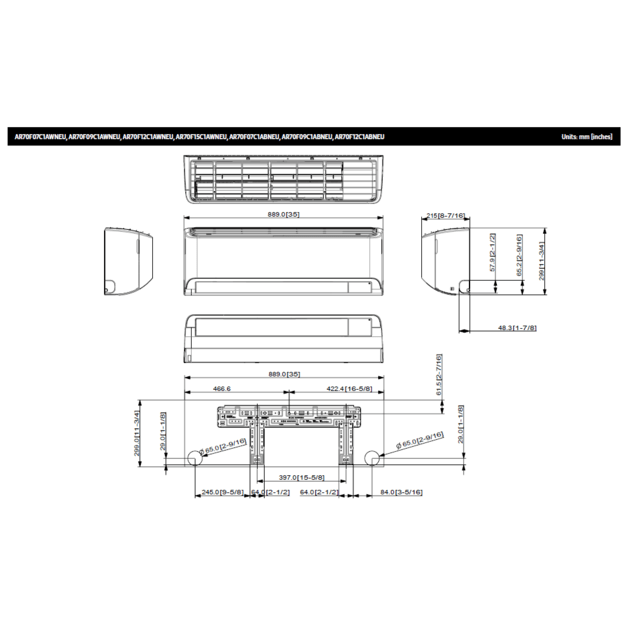 SAMSUNG BEVĖJO oro kondicionieriaus Windfree™ Avant Black S2 2.0/2.2 kW Multi split vidinis blokas - Image 5