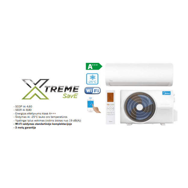 Midea XTREME SAVE sieninio šilumos siurblio oras oras 2.6/2.93 kW komplektas - Image 7
