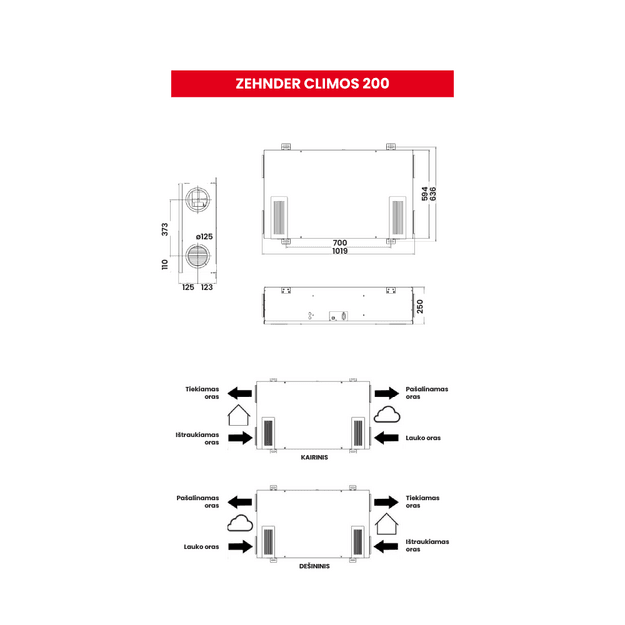 Entalpinis rekuperatorius Zehnder Climos F 200 – 4