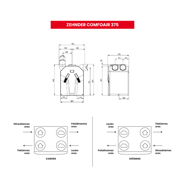Entalpinis rekuperatorius Zehnder ComfoAir 375 su Multi Control – 6