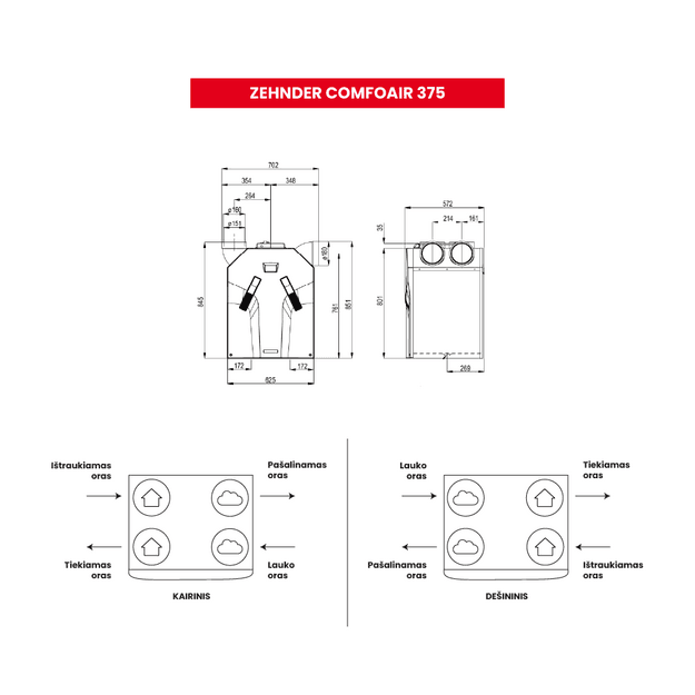 Entalpinis rekuperatorius Zehnder ComfoAir 375 su C67 pultu – 5