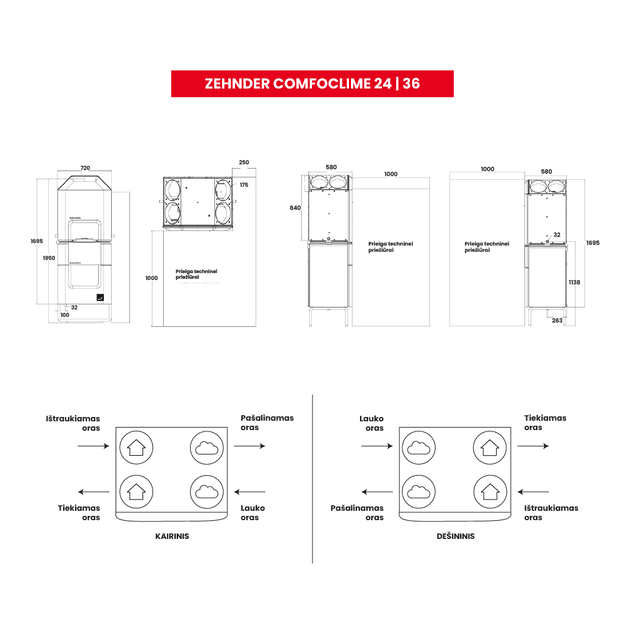 Zehnder ComfoClime 24 ir ComfoAir Q450 ERV entalpinio rekuperatoriaus komplektas – 6