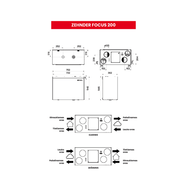 Entalpinis rekuperatorius Zehnder Focus 200 – 3