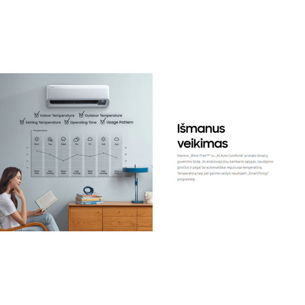 SAMSUNG BEVĖJO oro kondicionieriaus Windfree™ Avant S2 2.0/2.2 kW Multi split vidinis blokas - Image 10