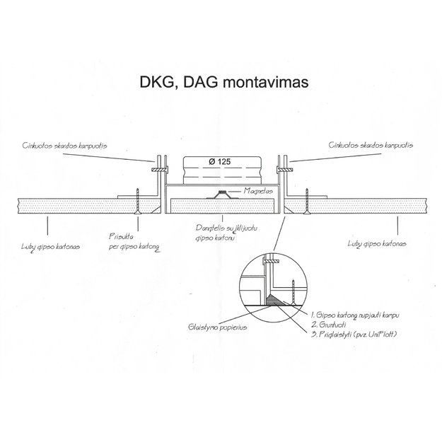 Metalinis priglaistomas apvalus vėdinimo difuzorius, DAG - Image 3