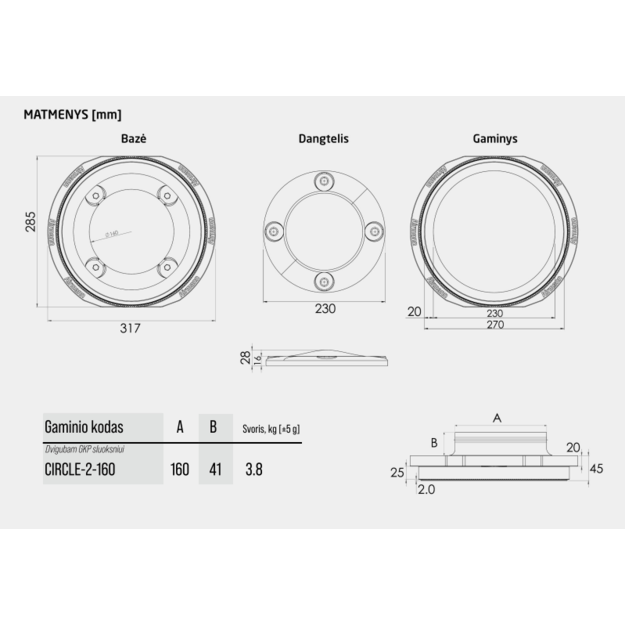 Gipsinis priglaistomas apvalus vėdinimo difuzorius Airmann Circle - Image 7
