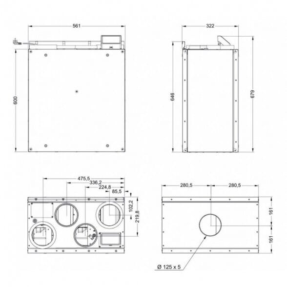 Systemair SAVE VTR 100/B rotacinis vertikalus rekuperatorius (universalus pajungimas)