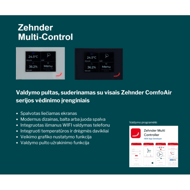 Entalpinis rekuperatorius Zehnder ComfoAir 375 su Multi Control – 5