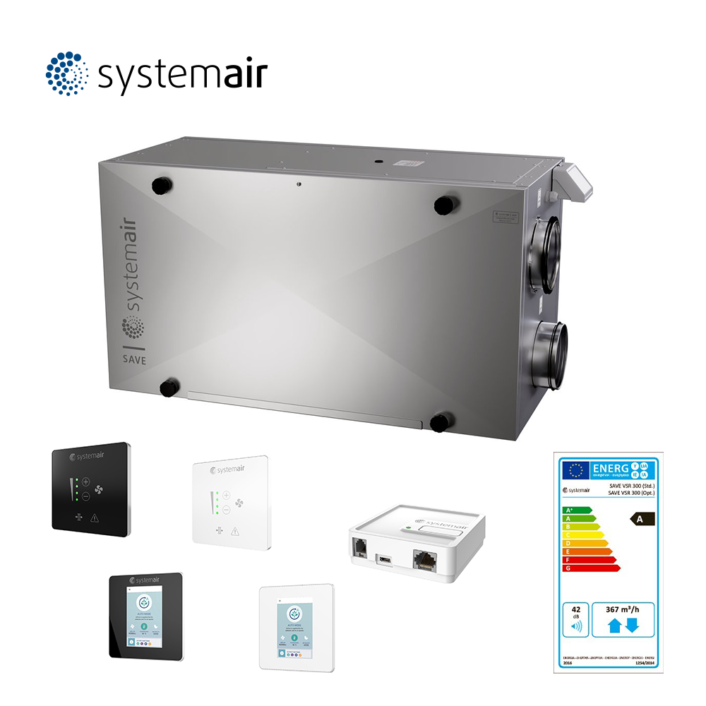 Systemair SAVE VSR 300 rotacinis horizontalus rekuperatorius